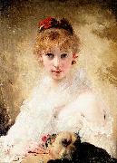 Charles Joshua Chaplin Her Favourite Dog oil painting on canvas